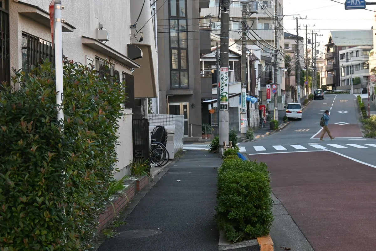 日本の住宅街の通りと横断歩道